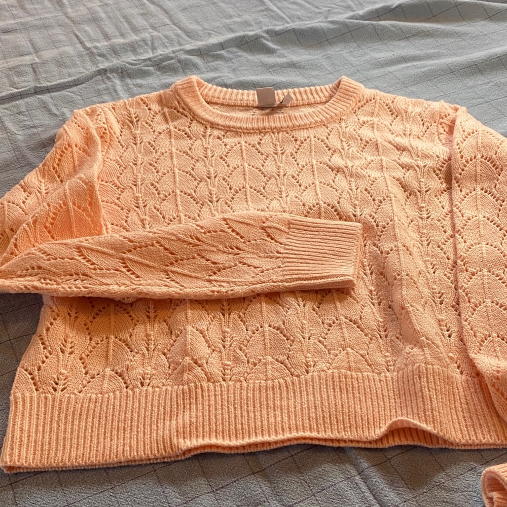 Peach Cable-Knit Crewneck Sweater - Women